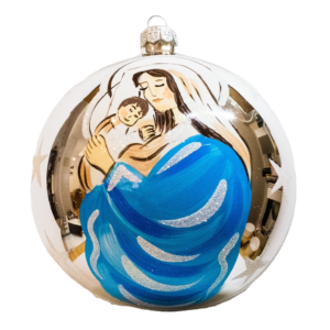 Jumbo Round - Classic Mary and Baby Jesus Champagne - Personalised Christmas Bauble