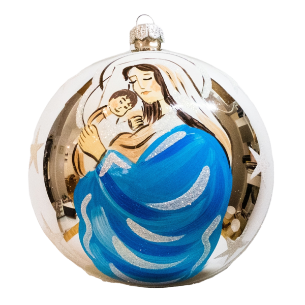 Jumbo Round - Classic Mary and Baby Jesus Champagne - Personalised Christmas Bauble