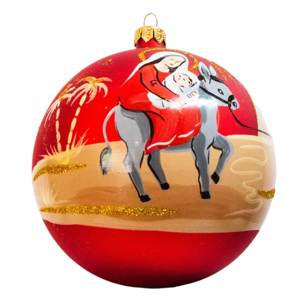 Jumbo Round - Classic Road to Bethlehem Red - Personalised Christmas Bauble