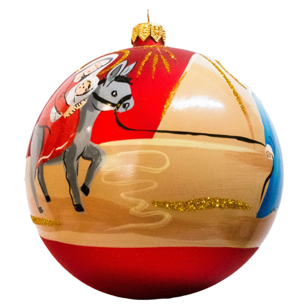 Jumbo Round - Classic Road to Bethlehem Red - Personalised Christmas Bauble