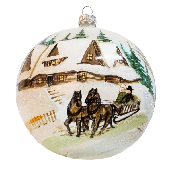 Jumbo Round - Classic Snow Cabin - Personalised Christmas Bauble