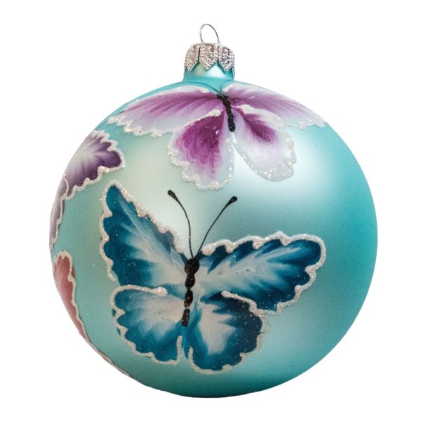 Large Round – Animal Butterflies Purple – Personalised Christmas Bauble