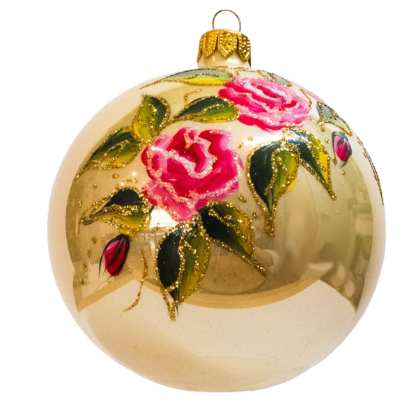 Large Round - Classic Rose White - Personalised Christmas Bauble