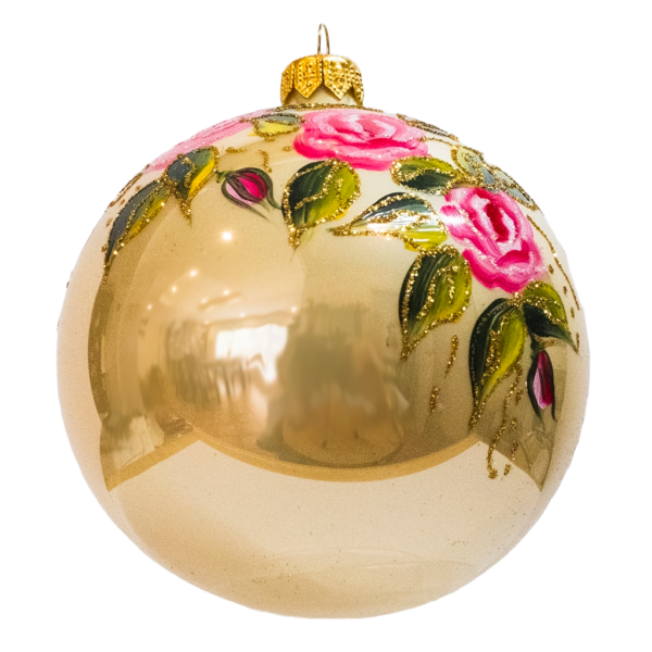 Large Round - Classic Rose White - Personalised Christmas Bauble