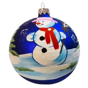 Large Round - Classic Snowman Blue - Personalised Christmas Bauble