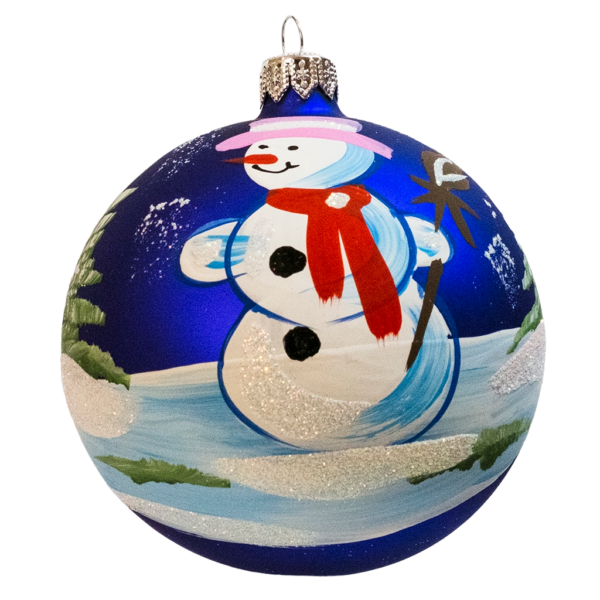 Large Round - Classic Snowman Blue - Personalised Christmas Bauble