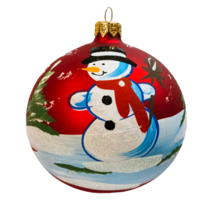 Large Round - Classic Snowman Red - Personalised Christmas Bauble