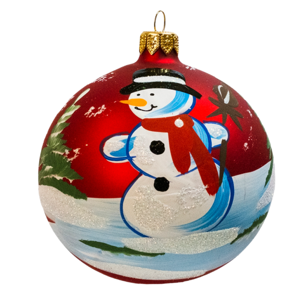 Large Round - Classic Snowman Red - Personalised Christmas Bauble