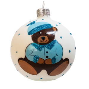 Medium Round - Baby Teddy Bear Blue - Personalised Christmas Bauble