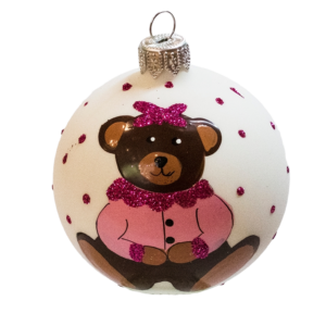 Medium Round - Baby Teddy Bear Pink - Personalised Christmas Bauble