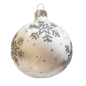 Medium Round - Classic Frosted White - Personalised Christmas Bauble