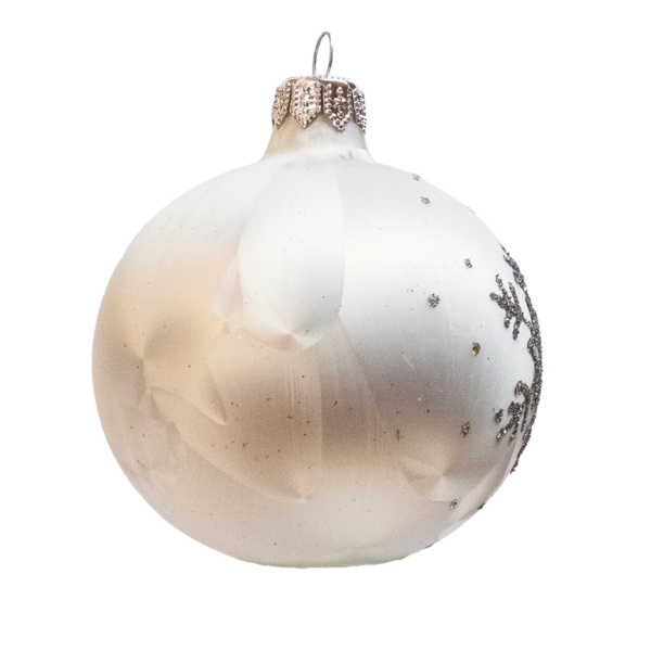 Medium Round - Classic Frosted White - Personalised Christmas Bauble