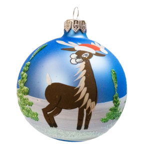 Medium Round - Classic Reindeer and Snow Blue - Personalised Christmas Bauble