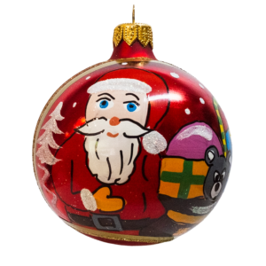 Medium Round - Classic Santa and Gifts Red - Personalised Christmas Bauble