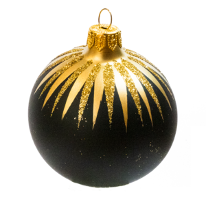 Medium Round - Pattern Gold Icicles Black - Personalised Christmas Bauble