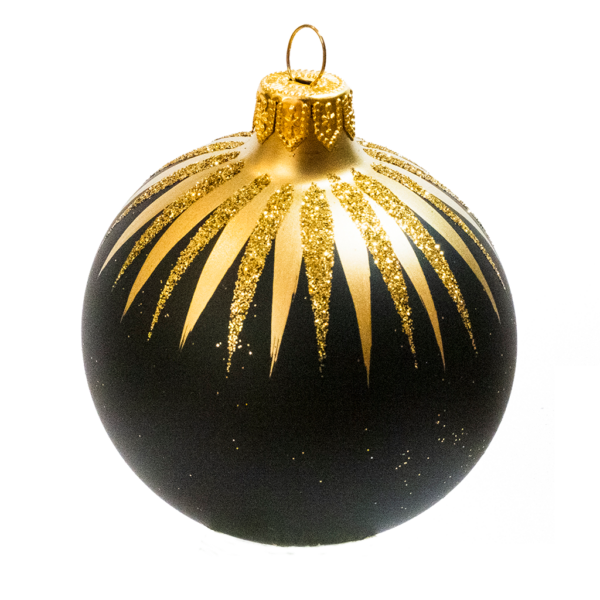 Medium Round - Pattern Gold Icicles Black - Personalised Christmas Bauble