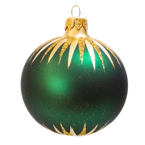 Medium Round - Pattern Gold Icicles Dark Green - Personalised Christmas Bauble