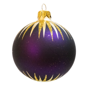 Medium Round - Pattern Gold Icicles Dark Purple - Personalised Christmas Bauble