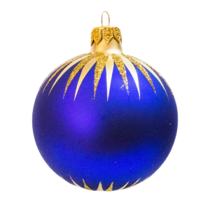 Medium Round - Pattern Gold Icicles Dark Blue - Personalised Christmas Bauble