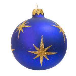 Medium Round - Pattern Glitter Star Dark Blue - Personalised Christmas Bauble