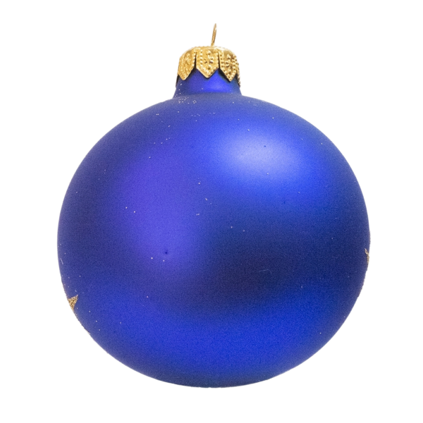 Medium Round - Pattern Glitter Star Dark Blue - Personalised Christmas Bauble