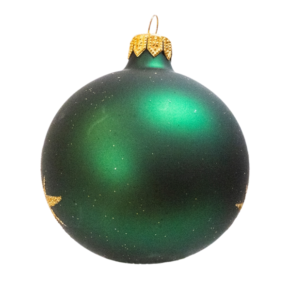 Medium Round - Pattern Glitter Star Dark Green - Personalised Christmas Bauble