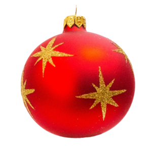 Medium Round - Pattern Glitter Star Red - Personalised Christmas Bauble