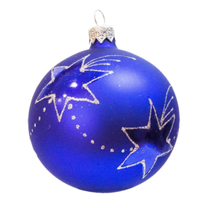 Medium Round - Pattern Star Pattern Blue - Personalised Christmas Bauble