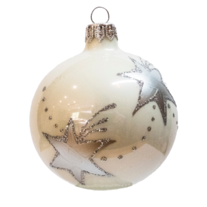 Medium Round - Pattern Star Pattern White - Personalised Christmas Bauble