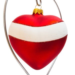 Medium Shape - Heart with Ribbon Red - Personalised Christmas Bauble