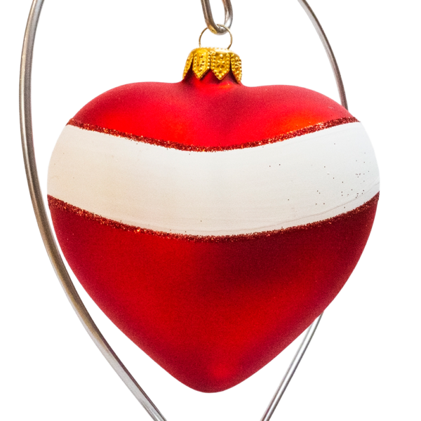 Medium Shape - Heart with Ribbon Red - Personalised Christmas Bauble
