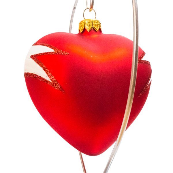 Medium Shape - Heart with Ribbon Red - Personalised Christmas Bauble