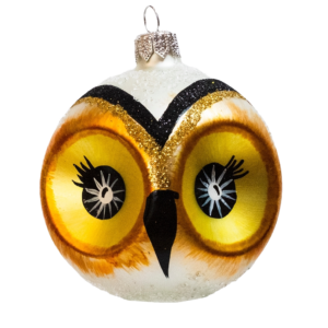 Medium Shape - Animal Owl Yellow - Personalised Christmas Bauble