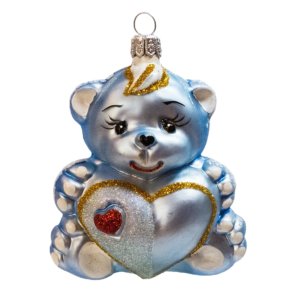 Medium Shape - Baby Teddy Bear Blue - Personalised Christmas Bauble