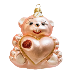 Medium Shape - Baby Teddy Bear Pink - Personalised Christmas Bauble