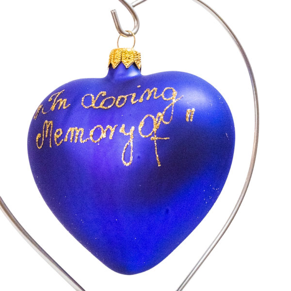 Medium Shape - Heart with Candle Dark Blue - Personalised Christmas Bauble