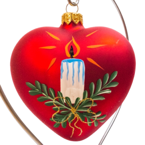 Medium Shape - Heart with Candle Red - Personalised Christmas Bauble