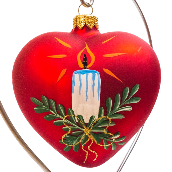 Medium Shape - Heart with Candle Red - Personalised Christmas Bauble