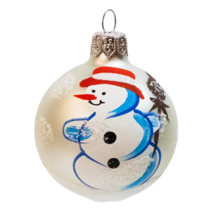 Small Round - Classic Snowman with Broomstick Sliver - Personalised Christmas Bauble