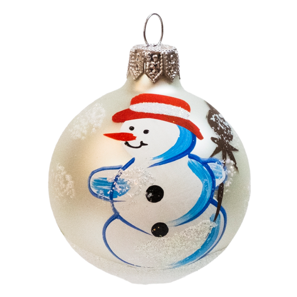 Small Round - Classic Snowman with Broomstick Sliver - Personalised Christmas Bauble