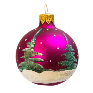 Small Round - Classic Tree and Snow - Personalised Christmas Bauble