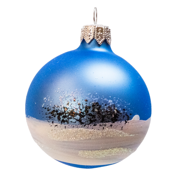 Small Round - Classic Tree and Snow Light Blue - Personalised Christmas Bauble