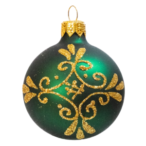 Small Round - Pattern Ornamental Dark Green - Personalised Christmas Bauble