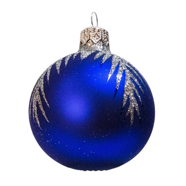 Small Round - Pattern Fern Leaf Dark Blue - Personalised Christmas Bauble