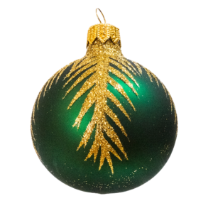 Small Round - Pattern Fern Leaf Dark Green - Personalised Christmas Bauble