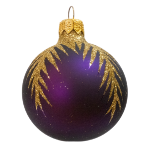 Small Round - Pattern Fern Leaf Dark Purple - Personalised Christmas Bauble