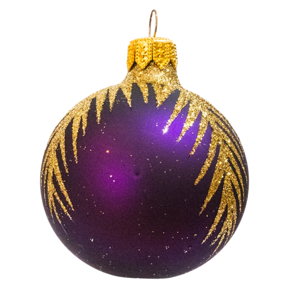 Small Round - Pattern Fern Leaf Dark Purple - Personalised Christmas Bauble