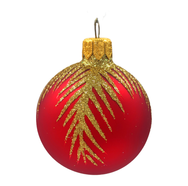 Small Round - Pattern Fern Leaf Red - Personalised Christmas Bauble