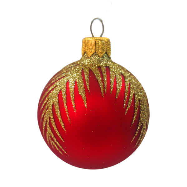 Small Round - Pattern Fern Leaf Red - Personalised Christmas Bauble