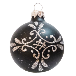 Small Round - Pattern Ornamental Black - Personalised Christmas Bauble